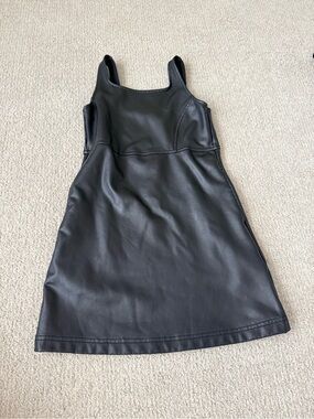 abercrombie kids Black Faux Leather Sleeveless A-Line Dress